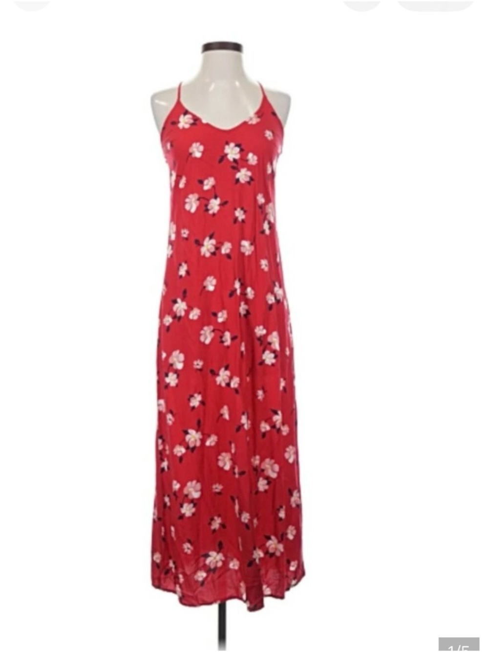 NWT Old Navy Red Floral Spaghetti-Strap Maxi Dress